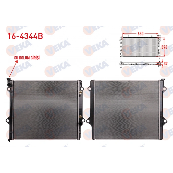 SU RADYATORU BRAZING DOLUM GIRISLI TOYOTA LAND CRUISER PRADO 3.0 D-4D A-T/M-T AC+/- 2002-2009