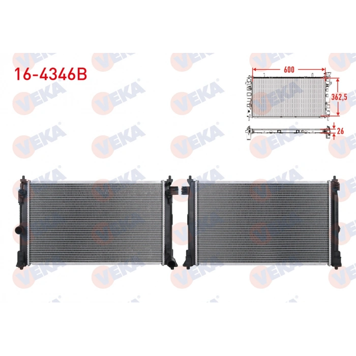 SU RADYATORU BRAZING (KISA TIP) TOYOTA COROLLA 1.6 VVT-I 2019- / 1.5 VVT-I 2020-