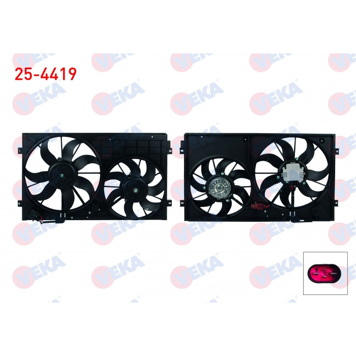 FAN MOTORU DAVLUMBAZLI CIFTLI KASA 400mm GOLF V-VI - PASSAT 1.2 TSI - 1.4 TSI - 1.6i - 1.6 TDI 03-13/ A3 1.2 - 1.4 - 1.6 03-12/ LEON 1.2 TSI - 1.4 TSI - 1.6 TDI 05-12/ SUPERB 1.6 TDI 10-15