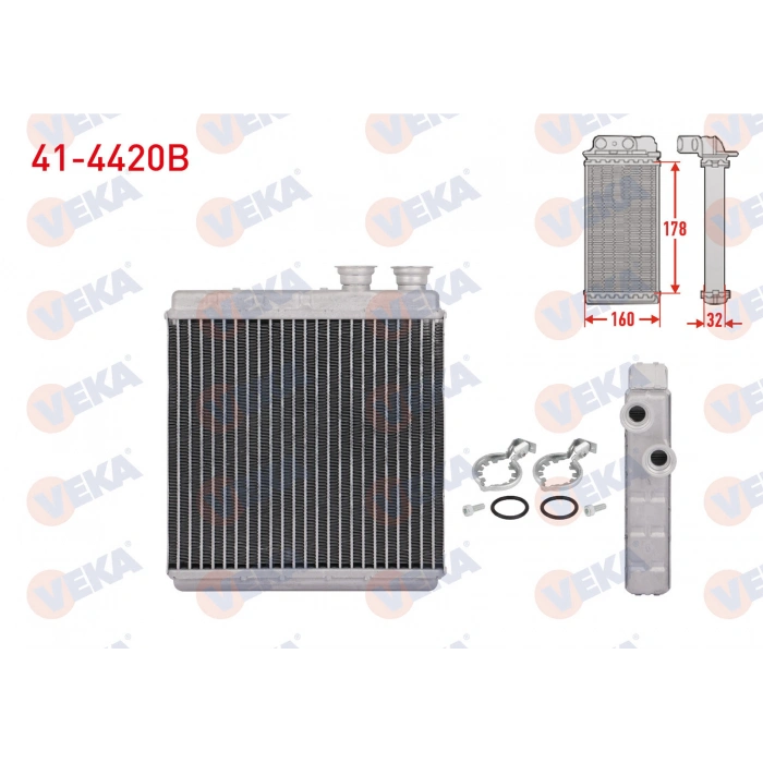 KALORIFER RADYATORU BRAZING VOLKSWAGEN POLO VI 1.0 - 1.0 TSI - 1.6 TDI 17- / T-CROSS 1.0 TSI 18- / TAIGO 1.0 TSI - 1.5 TSI 21- / ARONA 1.0 TSI - 1.6 TDI 17- / IBIZA V 1.0 - 1.0 TSI - 1.6 - 1.6 TDI 17-
