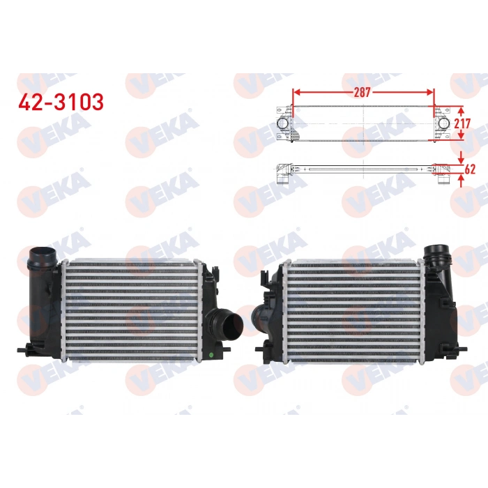 TURBO RADYATORU (INTERCOOLER) RENAULT MEGANE IV 1.5 Dci, BluedCi- 2015- / TALISMAN 1.5 dCi 2015- / KADJAR 1.2 TCe, 1.5 BlueDci 2015- / NISSAN QASHQAI II (J11) 1.5 Dci 2013-