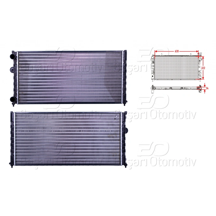 SU RADYATORU MEKANIK MT-AT 630X322X34 MM VW POLO 3 CLASSIC (6V2) 1.9 TDI 96-01 CADDY 2 MPV (9K9B) 1.9 TDI 96-04 SEAT IBIZA 2 (6K1) 1.9 TDI 93-02 CORDOBA (6K1, 6K2) 1.9 TDI 96-02 AUTOLUX 1113093-22  T1