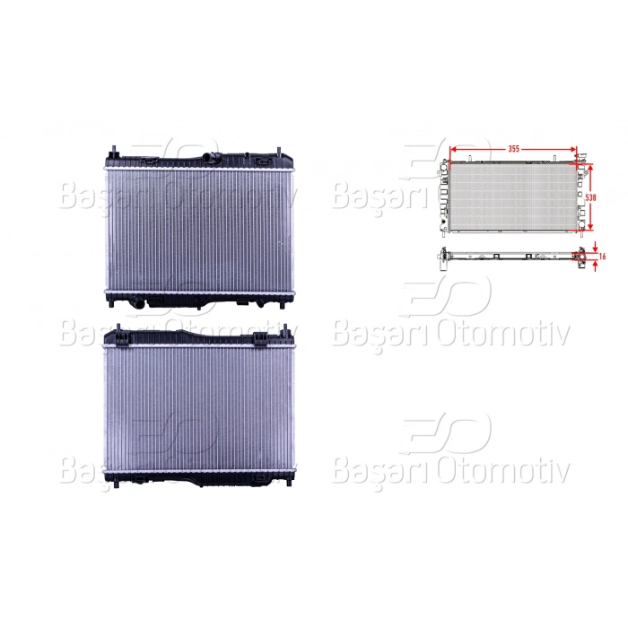 SU RADYATORU BRAZING AT 355X538X16 MM FORD FIESTA 1.4 09> WISCO 3113329-00 (T1)