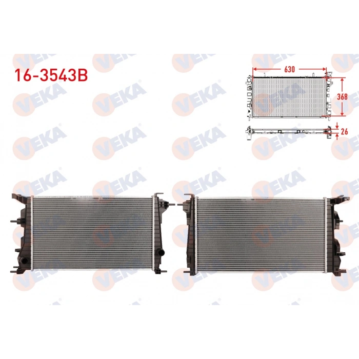 SU RADYATORU BRAZING RENAULT FLUENCE (L30) 1.5 DCI A-T/M-T AC+/- 2009- VEKA 16-3543B T1