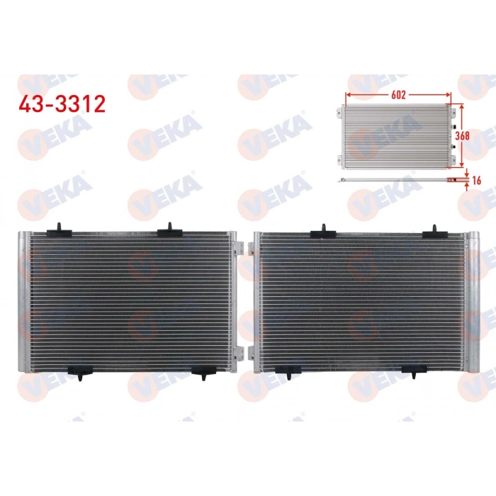 KLIMA RADYATORU PEUGEOT 301 1.2 PureTech - 1.2 VTI - 1.5 BlueHDI - 1.6 BlueHDI - 1.6 HDI - 1.6 VTI 12-20/CITROEN C-ELYSEE 1.2 PureTech - 1.2 VTI - 1.5 BlueHDI - 1.6 BlueHDI- 1.6 HDI- 1.6 VTI 2012-2023 VEKA 43-3312 T1