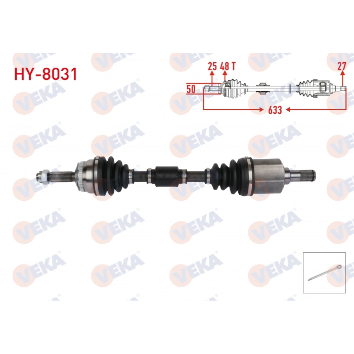 KOMPLE AKS SOL ON HYUNDAI ACCENT ERA 1.5 CRDI ABSLI 48 DIS UZUNLUK 633mm 2006-2012 / KIA RIO II (JB) 1.5 CRDI 2005-2011