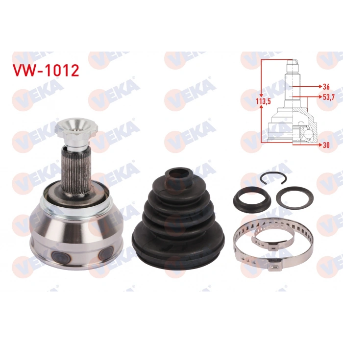 AKS KAFASI SAG ON DIS UZUNLUK 113,5mm VW POLO (9N_) 1.4 A-T 2001-2012/ IBIZA (6L1) 1.4 A-T 2002-2007 / CORDOBA (6L2) 1.4 2002-2007/ SKODA FABIA (6Y2) 2001-2012