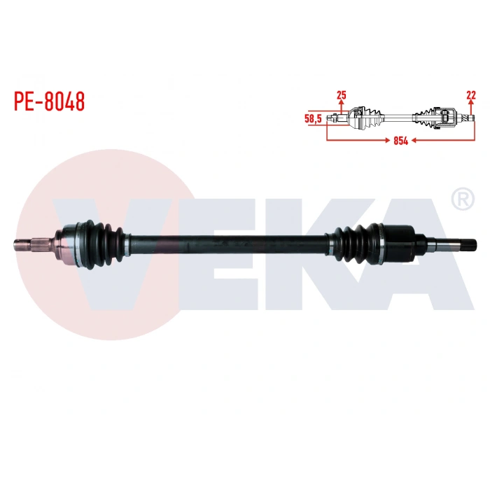 KOMPLE AKS SAG ON PEUGEOT 207 (WA,WC) 1.4 HDI MA SANZUMAN M-T UZUNLUK 854mm 2006-2012