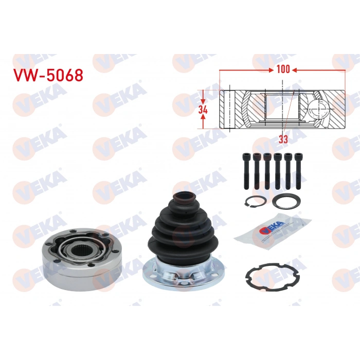AKS KAFASI SAG ON IC 33X34X100 VOLKSWAGEN GOLF III (1H1) 1.9 D 1991-1999