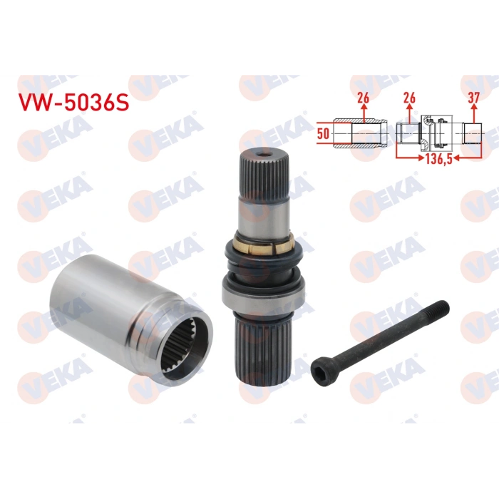 AKS KAFASI SAG ON IC VOLKSWAGEN TRANSPORTER V (7HA,7HH,7EA,7EH) 1.9 TDI 26X28X50 UZUNLUK 268.5mm 2003-2011