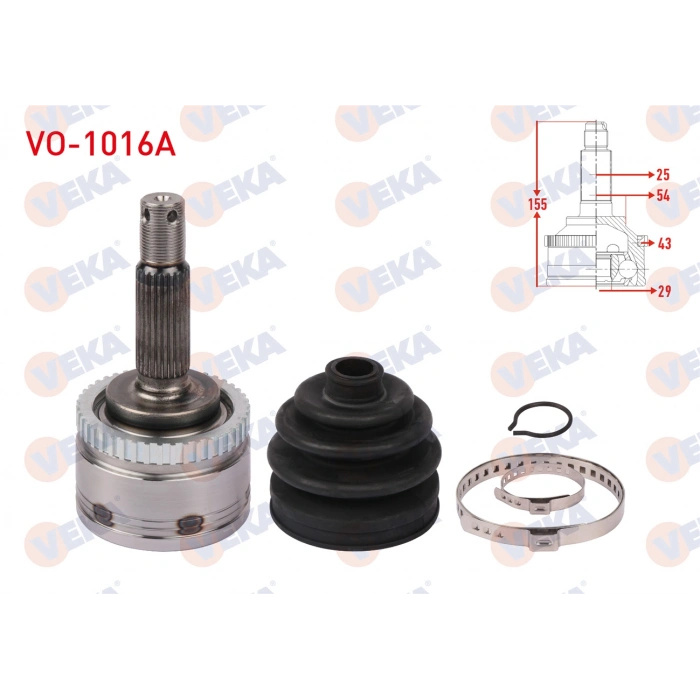 AKS KAFASI SOL ON DIS ABSLI 43 DIS UZUNLUK 155mm VOLVO S40 I 1999-2003 / V40 I 1999-2004