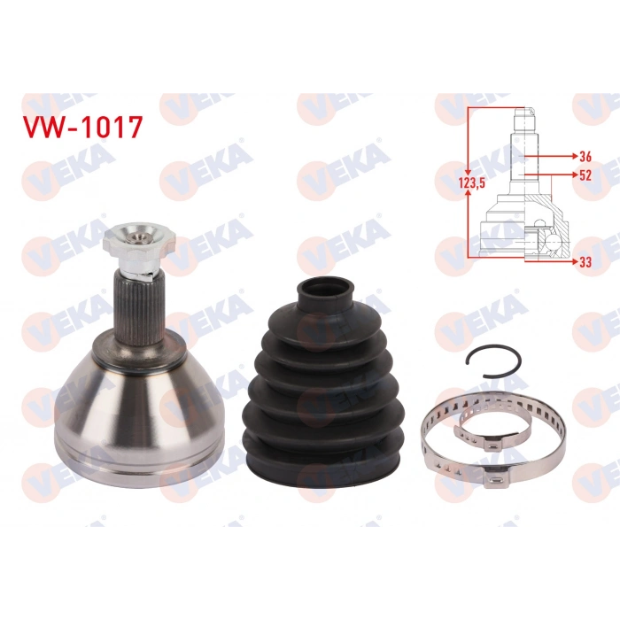 AKS KAFASI SOL ON DIS UZUNLUK 123,5mm VOLKSWAGEN POLO (AW1) 1.0 TSI DSG 2017-/ SEAT IBIZA V (KJ1) 1.0 TSI DSG 2017- / SKODA KAMIQ (NW4) 1.0 TSI DSG 2018-