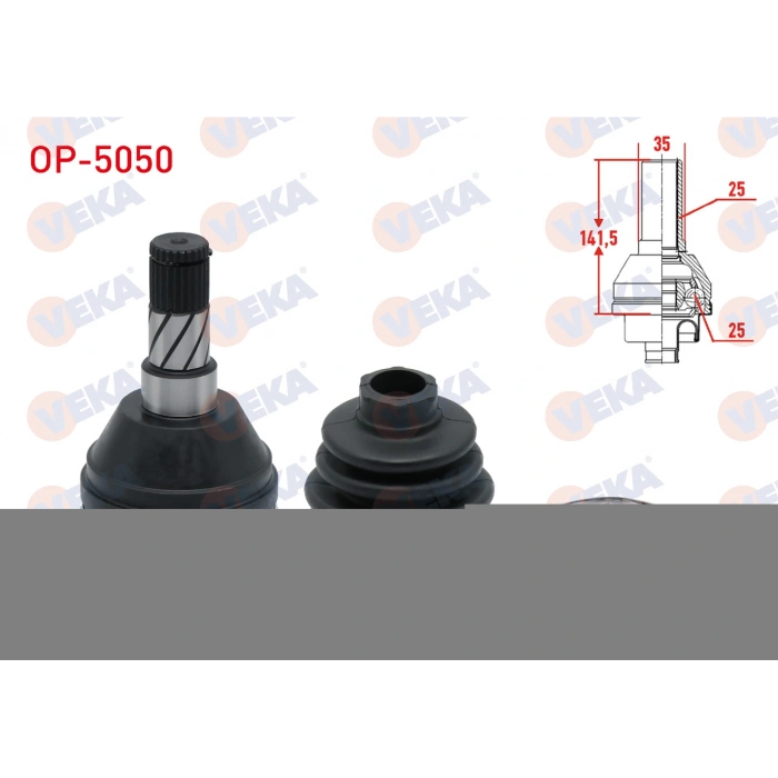 AKS KAFASI SOL ON IC OPEL ASTRA H 1.3 CDTI 25X25X35 UZUNLUK 141,5 mm 2004-2010