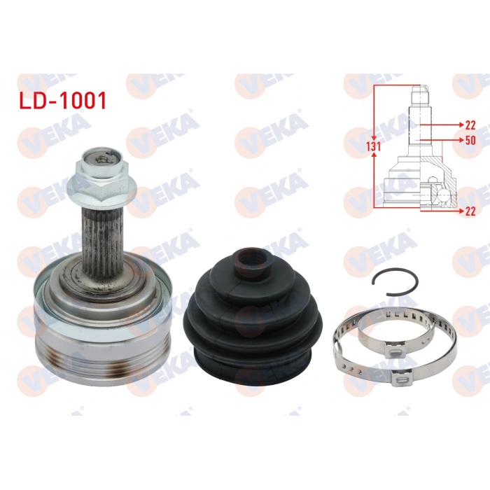 AKS KAFASI SOL-SAG ON DIS 22X22X50 UZUNLUK 131 mm LADA SAMARA 1500 1986-1994 / VEGA 1.5 2000-