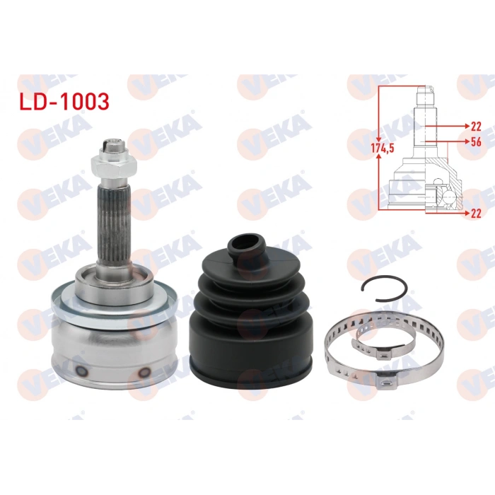 AKS KAFASI SOL-SAG ON DIS 22X22X56 UZUNLUK 174,2mm LADA 1.7 4X4 1996-2015