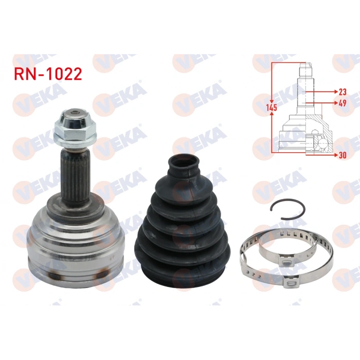 AKS KAFASI SOL-SAG ON DIS 23X30X49 UZUNLUK 145mm RENAULT CLIO III 1.5 DCI 05-12 / MEGANE II 1.4i 16v - 1.5 DCI - 1.6i 16v 02-08 / MODUS 1.5 DCI - 1.6i 16v 2004-/ DACIA LOGAN - LOGAN MCV 1.5 DCI 04-12