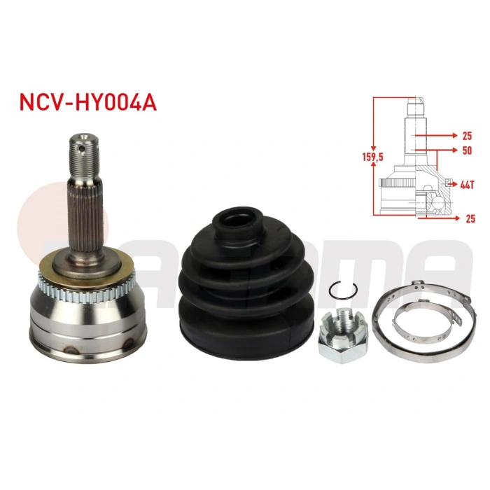 AKS KAFASI SOL-SAG ON DIS 25X25X50 ABSLI 44 DIS UZUNLUK 160mm HYUNDAI MATRIX (FC) 1.5 CRDI 2001-2010/ ELANTRA 1.6i - 1.8i - 2.0 2001-2007/ COUPE (GK) 1.6i 16v 2002-