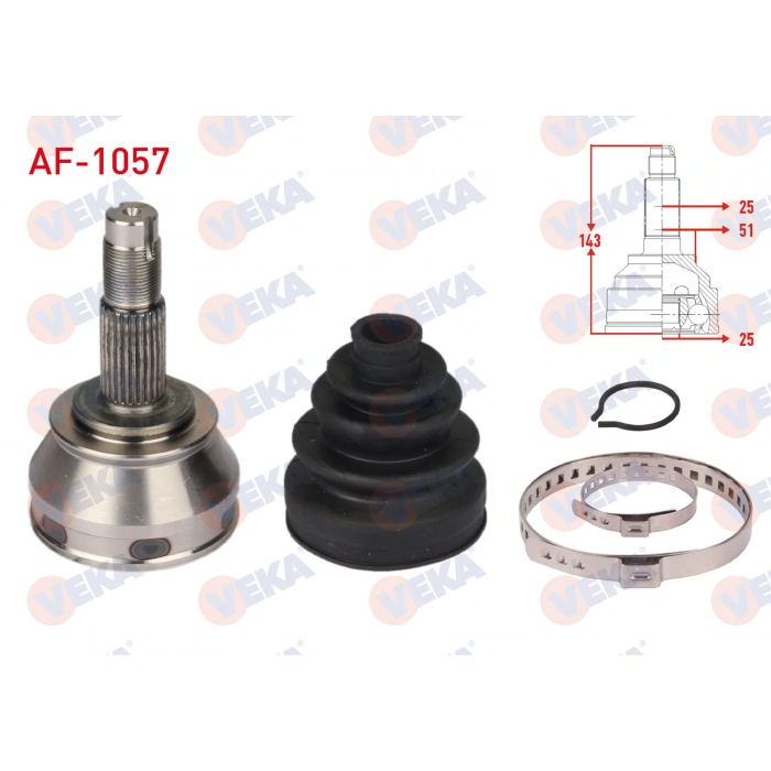 AKS KAFASI SOL-SAG ON DIS 25X25X51 UZUNLUK 143mm ALFA ROMEO 145 1.4 1994-2001 / FIAT PUNTO 1.3 JTD E.M 2003-2013