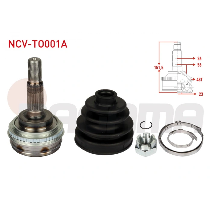 AKS KAFASI SOL-SAG ON DIS 26X23X56 ABSLI 48 DIS UZUNLUK 149,8mm TOYOTA COROLLA (_E10_) 1.3i EE101 - 1.6i AE101 1992-1997