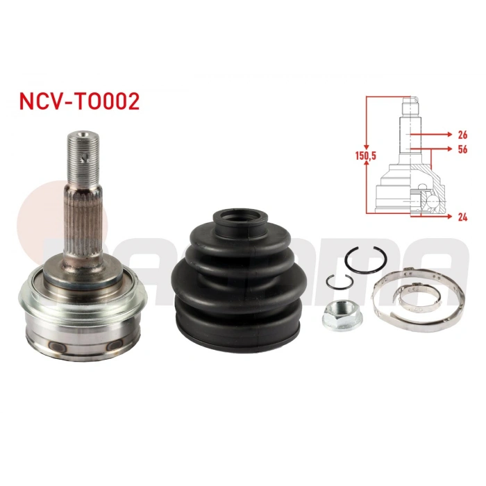 AKS KAFASI SOL-SAG ON DIS 26X24X56 UZUNLUK 150,6mm TOYOTA COROLLA (_E9_) 1.6i - 1.8 D 1987-1993/ RAV4 I (SXA1_) 2.0 1994-2000/ CAMRY (_V2_) 2.0 1986-1993