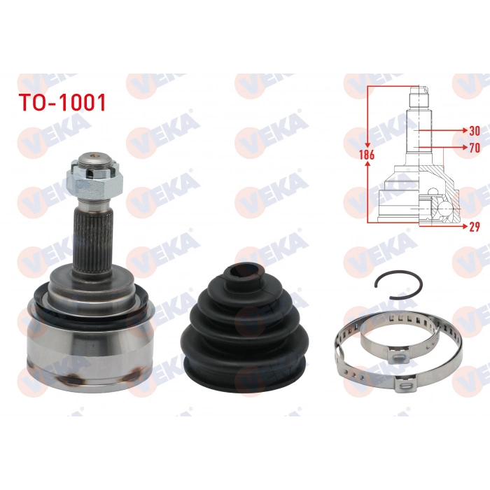 AKS KAFASI SOL-SAG ON DIS 30X29X70 UZUNLUK 186mm TOYOTA TOYOTA HI-LUX VII PICK-UP REVO (_N1_) 2.4 D - 2.8 D 2015-