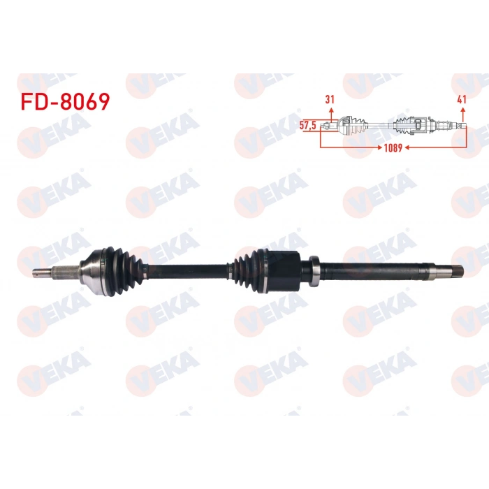 KOMPLE AKS SAG ON UZUNLUK 1089mm FORD TRANSIT CUSTOM (V362) UZUN SASE 2.2 TDCI - 2.0 TDCI 2012-