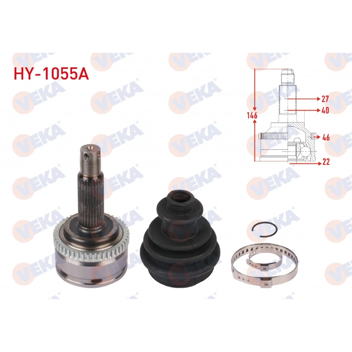 AKS KAFASI SOL-SAG ON DIS ABSLI 46 DIS UZUNLUK 146mm HYUNDAI i30 (FD) 1.4i A-T/M-T 2007-2011