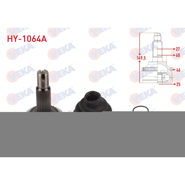 AKS KAFASI SOL-SAG ON DIS ABSLI 46 DIS UZUNLUK 149,5mm HYUNDAI ELANTRA 1.6 CVVT M-T 6 ILERI 2011-2015 / i30 1.4 MPi A/T-M/T 2011-