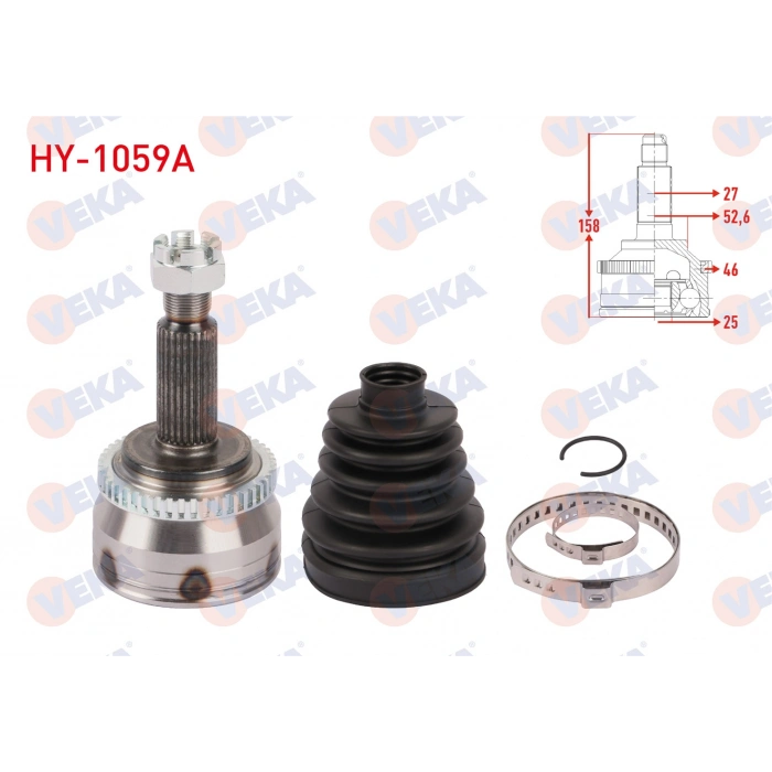 AKS KAFASI SOL-SAG ON DIS ABSLI 46 DIS UZUNLUK 158mm HYUNDAI i30 (FD) 1.6 CRDI M-T 2007-2011