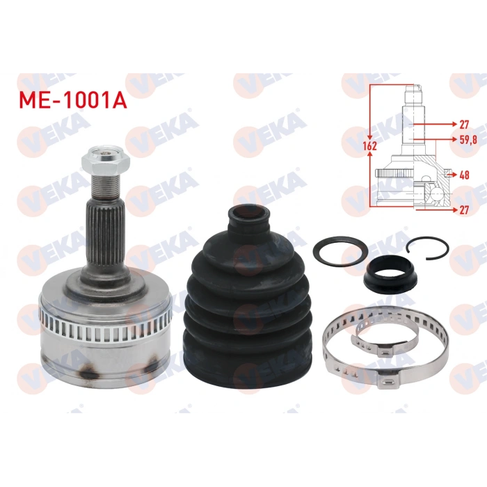 AKS KAFASI SOL-SAG ON DIS ABSLI 48 DIS 27X27X59,8 UZUNLUK 162mm MERCEDES VITO (638) 108 - 110 - 113 - 114 CDI 1997-2003