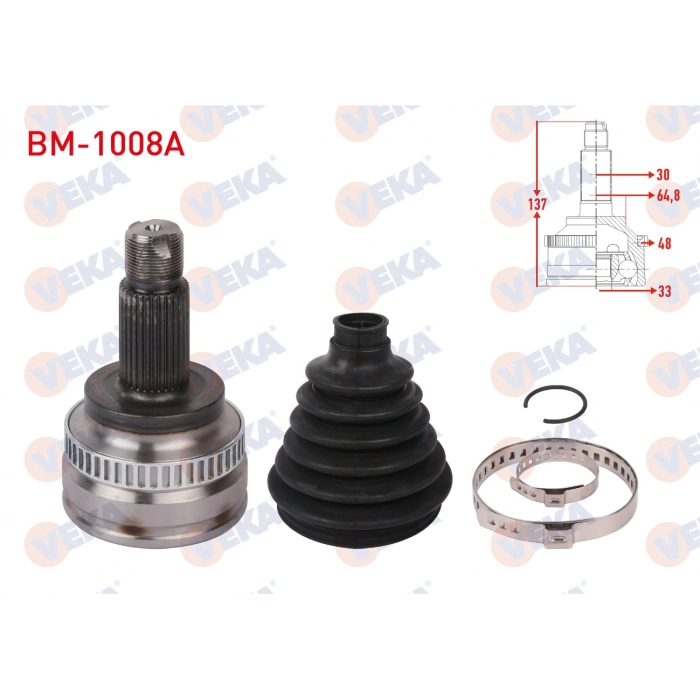 KOMPLE AKS SOL ON ABSLI 48 DIS UZUNLUK 610mm BMW 5 SERISI (E60) 530i - 530d xDrive A-T/M-T 2007-2009