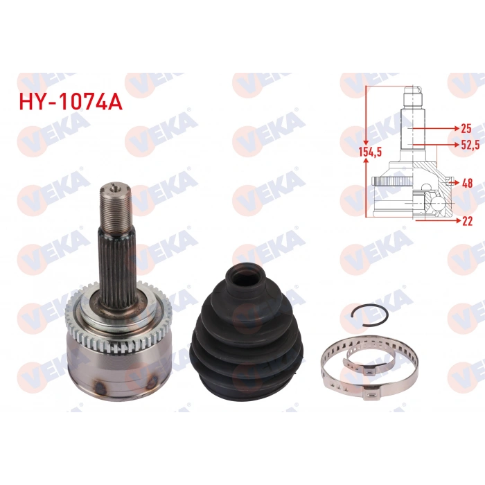 AKS KAFASI SOL-SAG ON DIS ABSLI 48 DIS UZUNLUK 154,5mm HYUNDAI i20 (PB, PBT) 1.4 CVVT A-T 2008-2015