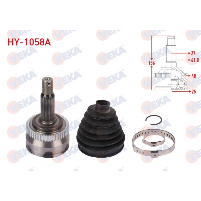 AKS KAFASI SOL-SAG ON DIS ABSLI 48 DIS UZUNLUK 156mm HYUNDAI TUCSON (JM) 2.0 CRDI A-T 2004-2010