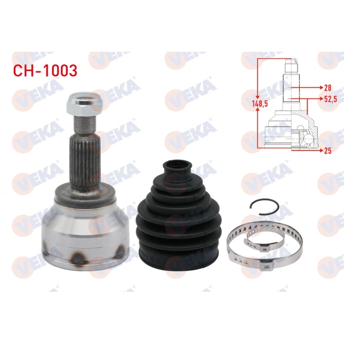 AKS KAFASI SOL-SAG ON DIS CHEVROLET AVEO (T300) 1.4 16v 25X28X52,50 UZUNLUK 148,50mm 2011-2014