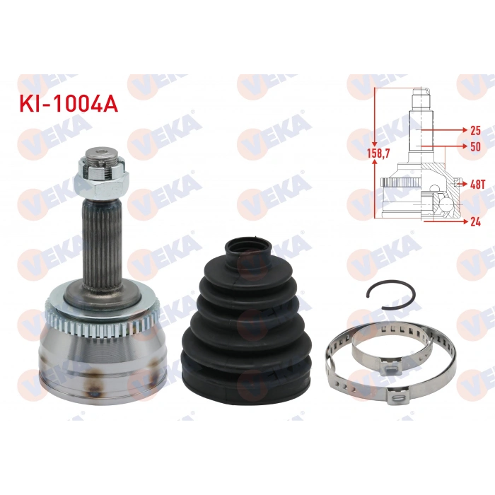 AKS KAFASI SOL-SAG ON DIS KIA RIO II 1.5 CRDI ABSLI 48 25X24X50 UZUNLUK 158mm 2006-2011