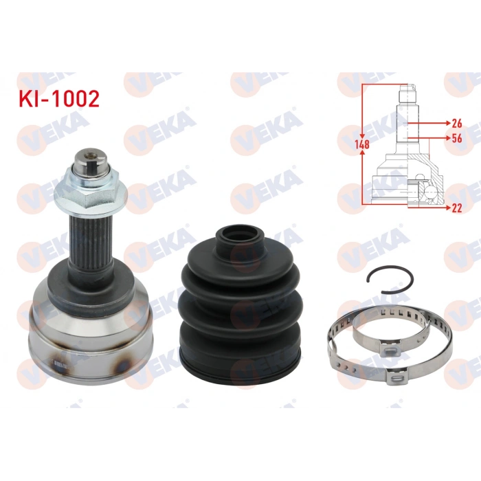 AKS KAFASI SOL-SAG ON DIS KIA SEPHIA (FA) 1.5i 16v 26X22X56 UZUNLUK 148 mm 1993-2001