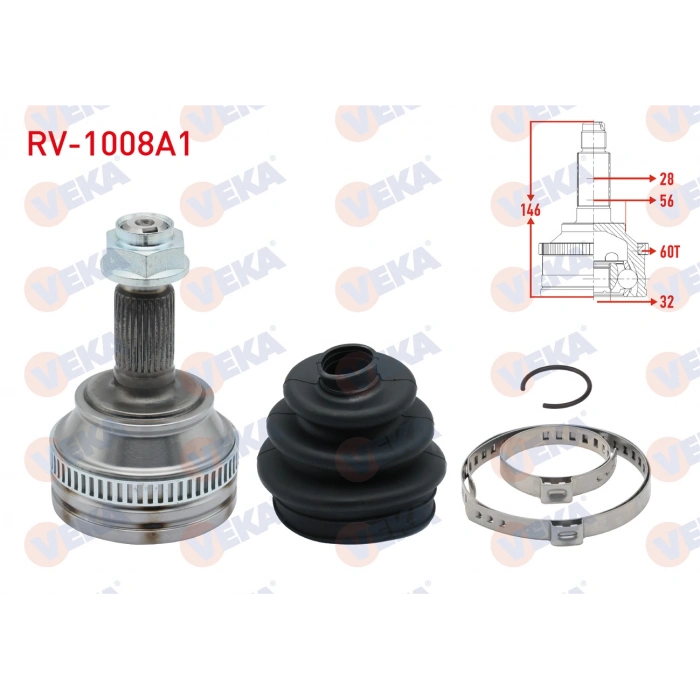 AKS KAFASI SOL-SAG ON DIS LAND ROVER FREELANDER (LN) 1.8 16v ABSLI 60 DIS 28X32X55,7 UZUNLUK 146,5 mm 1998-2007