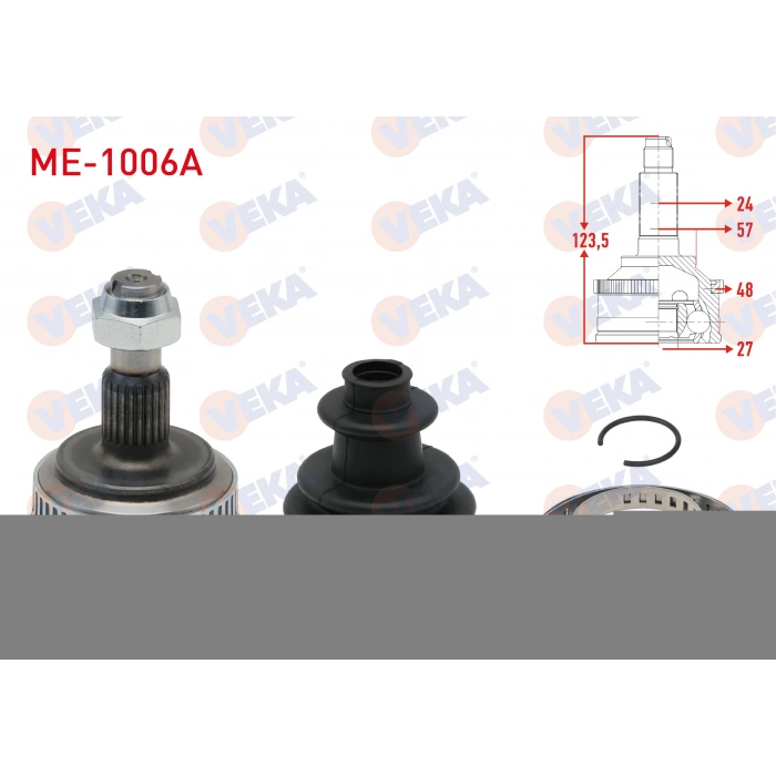 AKS KAFASI SOL-SAG ON DIS MERCEDES VANEO (414) 1.6 ABSLI 48 DIS 24X27X57 UZUNLUK 118 mm 2002-2005