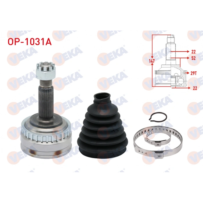 AKS KAFASI SOL-SAG ON DIS OPEL VECTRA B 1.6i ABSLI 29 DIS 22X22X52 A-T UZUNLUK 144,8 mm 1995-2003