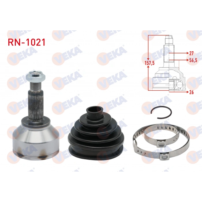 AKS KAFASI SOL-SAG ON DIS RENAULT TRAFIC II (FL) 1.9 DCI 27X26X56,5 UZUNLUK 157,5 mm 2001-2014