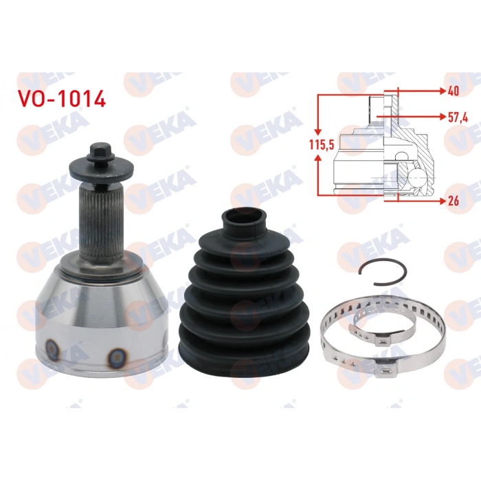 AKS KAFASI SOL-SAG ON DIS UZUNLUK 115,5mm VOLVO V60 1.6 D A-T 2010-