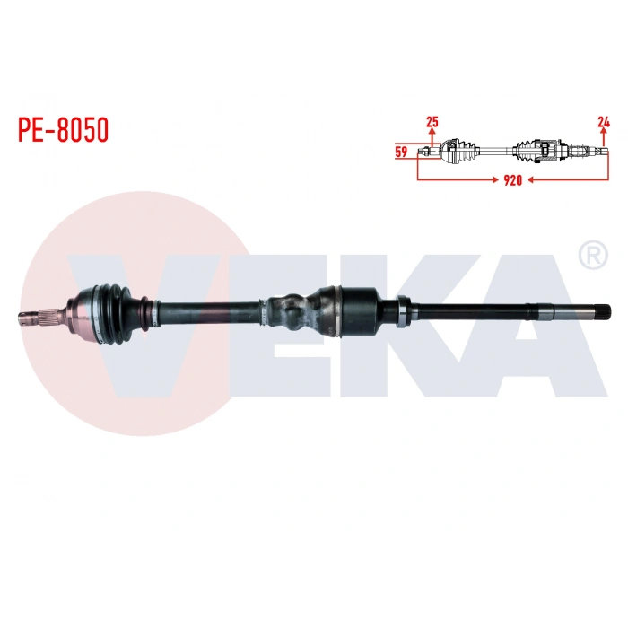 KOMPLE AKS SAG ON PEUGEOT 207 (WA,WC) 1.6 HDI MC SANZUMAN M-T UZUNLUK 920mm 2006-2012