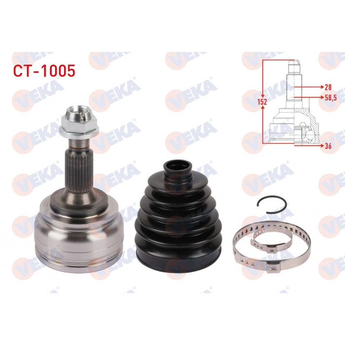 AKS KAFASI SOL-SAG ON DIS UZUNLUK 152mm CITROEN C5 AIRCROSS 1.5 BlueHDI - 1.6 PURETECH - 1.2 PureTech 8 ILERI A-T 2018-/PEUGEOT 3008 1.2 8 ILERI A-T 16-/ 1.5 BlueHDI 6 ILERI A-T/M-T - 8 ILERI A-T 18-