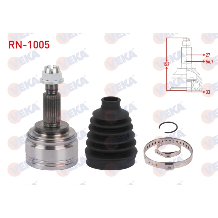 AKS KAFASI SOL-SAG ON DIS UZUNLUK 152mm RENAULT KANGOO (KW0/1) 1.5 DCI 105 HP 6 VITES 2008-