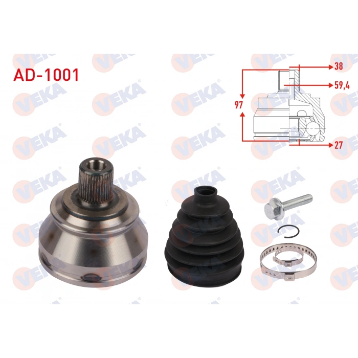 AKS KAFASI SOL-SAG ON DIS UZUNLUK 97mm AUDI A6 (4F2,C6) 2.0 TDI A-T 2004-2011 / A8 (4E_) 3.0 TDI A-T 2003-2011