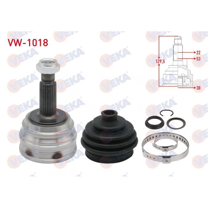 AKS KAFASI SOL-SAG ON DIS VOLKSWAGEN GOLF I (17) 1.6 22X30X53 UZUNLUK 129 mm 1974-1985