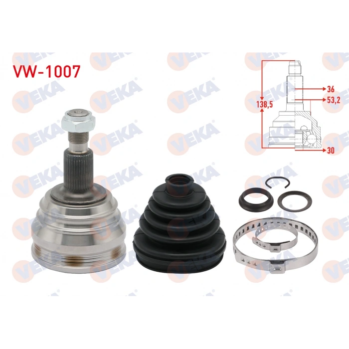 AKS KAFASI SOL-SAG ON DIS VOLKSWAGEN GOLF IV (1J1) 1.6i 36X30X53 UZUNLUK 138,3 mm 1997-2005