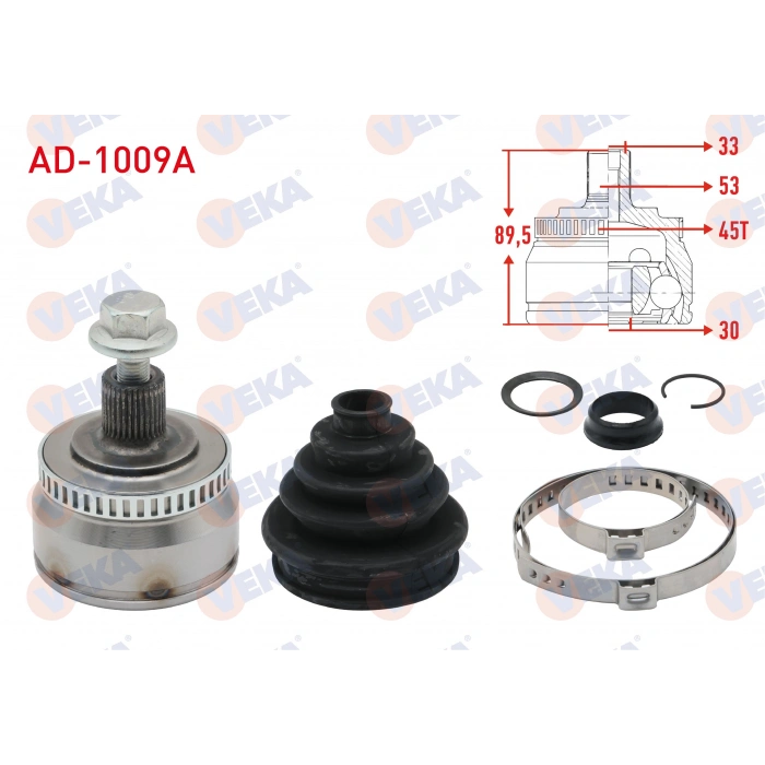 AKS KAFASI SOL-SAG ON DIS VOLKSWAGEN PASSAT (3B2) 1.8 T ABSLI 45 DIS 33X30X53 UZUNLUK 89,5mm 1996-2000