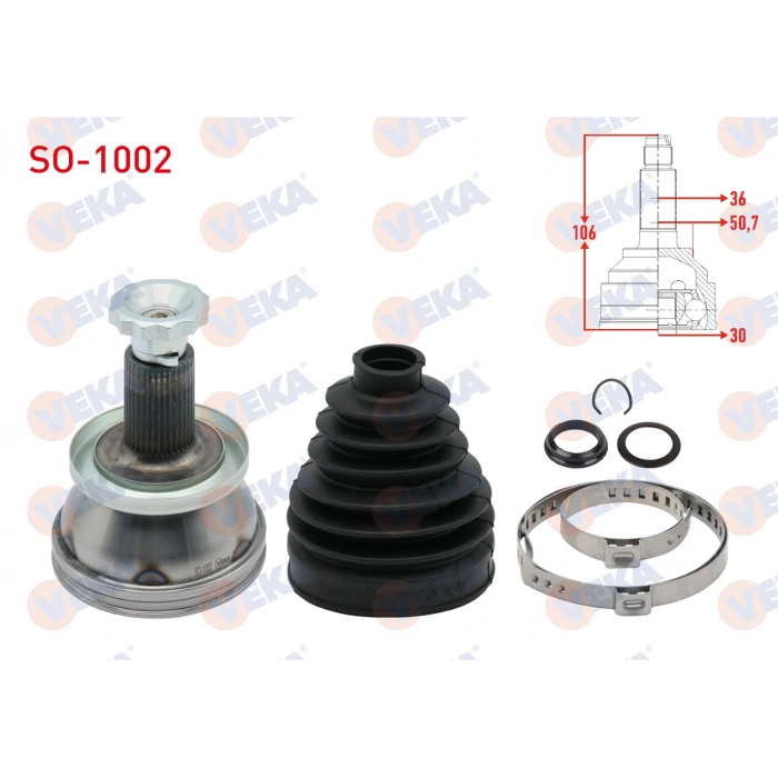 AKS KAFASI SOL-SAG ON DIS VOLKSWAGEN POLO (9N_) 1.2i 30X36X52 UZUNLUK 107 mm 2001-2012