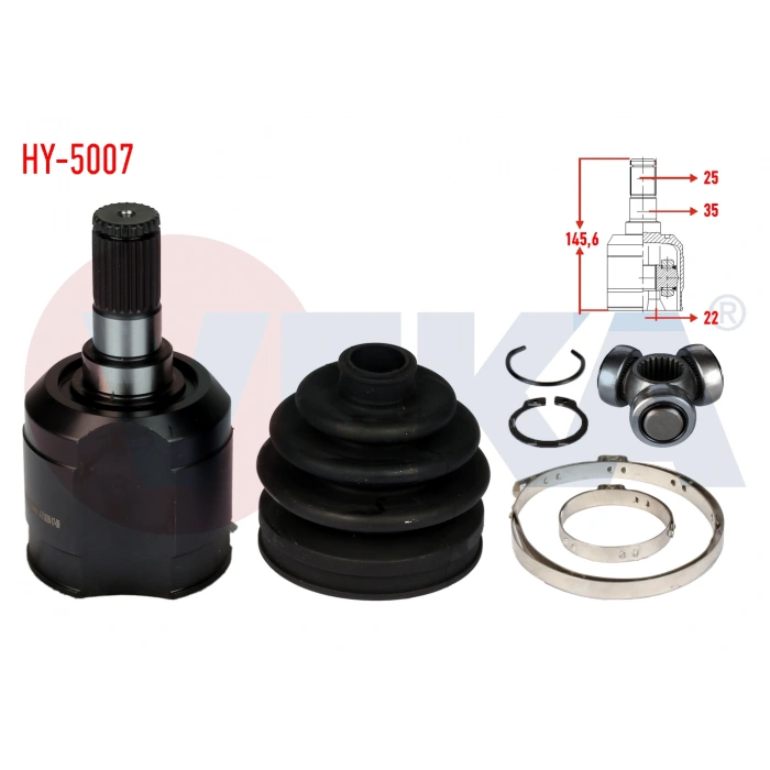 AKS KAFASI SOL-SAG ON IC HYUNDAI ACCENT I (X-3) 1.3i 25X22X35 UZUNLUK 145,6 mm 1994-2000
